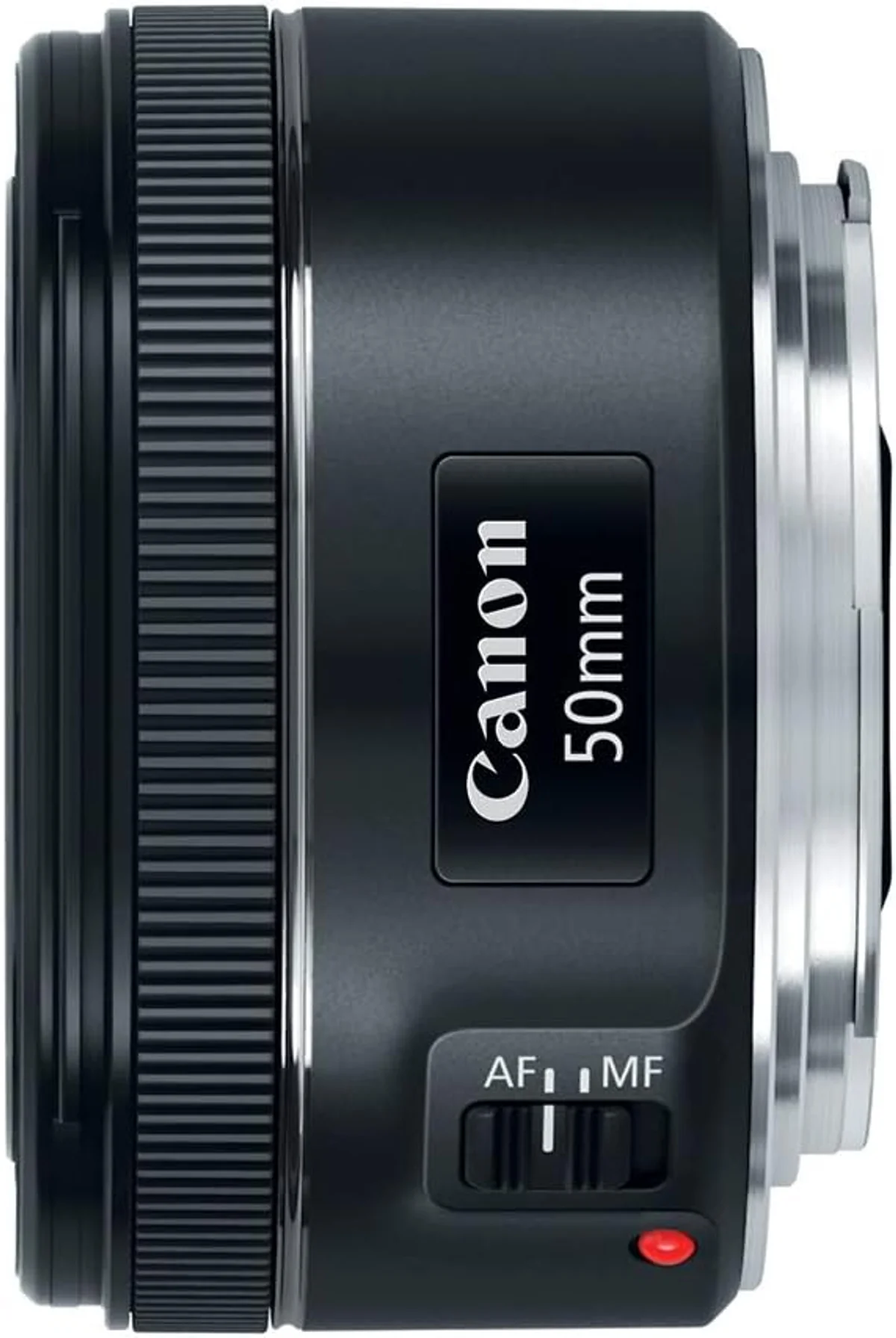 Canon EF 50mm f/1.8 STM — side profile showing form factor