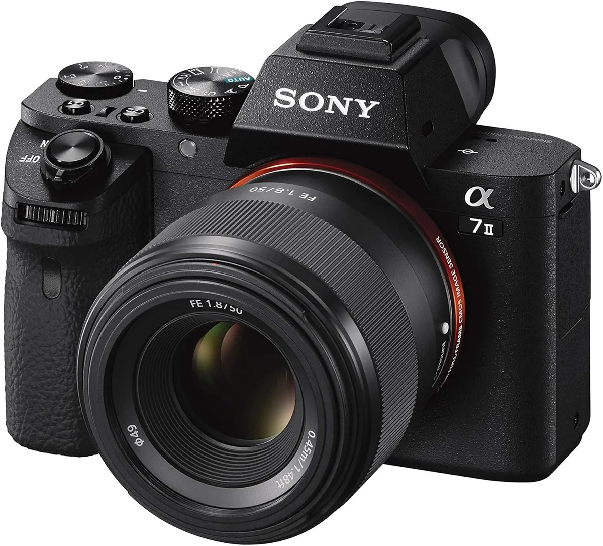 Sony FE 50mm f/1.8 for E-mount, representing Sony's 18mm flange distance system that accepts the widest range of adapted lenses from Canon EF, Nikon F, Leica M, and vintage mounts